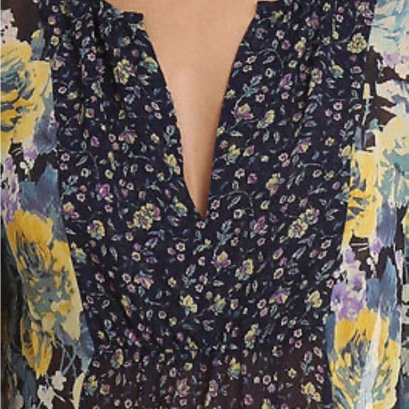 NEW Joie Thistle 100% Silk OVERSIZED (may fit to L) Floral Navy Blouse — SZ M - Picture 4 of 10